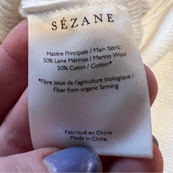 Sézane Ribbed Cream Long Sleeve Bodysuit Large - Picture 8 of 10